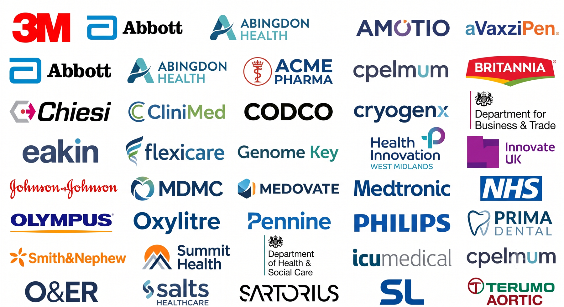 Logos of some of the companies that attended Med-Tech Expo in 2026